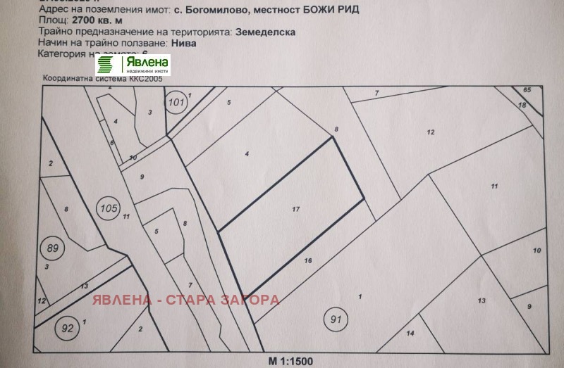 Продава ЗЕМЕДЕЛСКА ЗЕМЯ, с. Богомилово, област Стара Загора, снимка 1 - Земеделска земя - 39186952