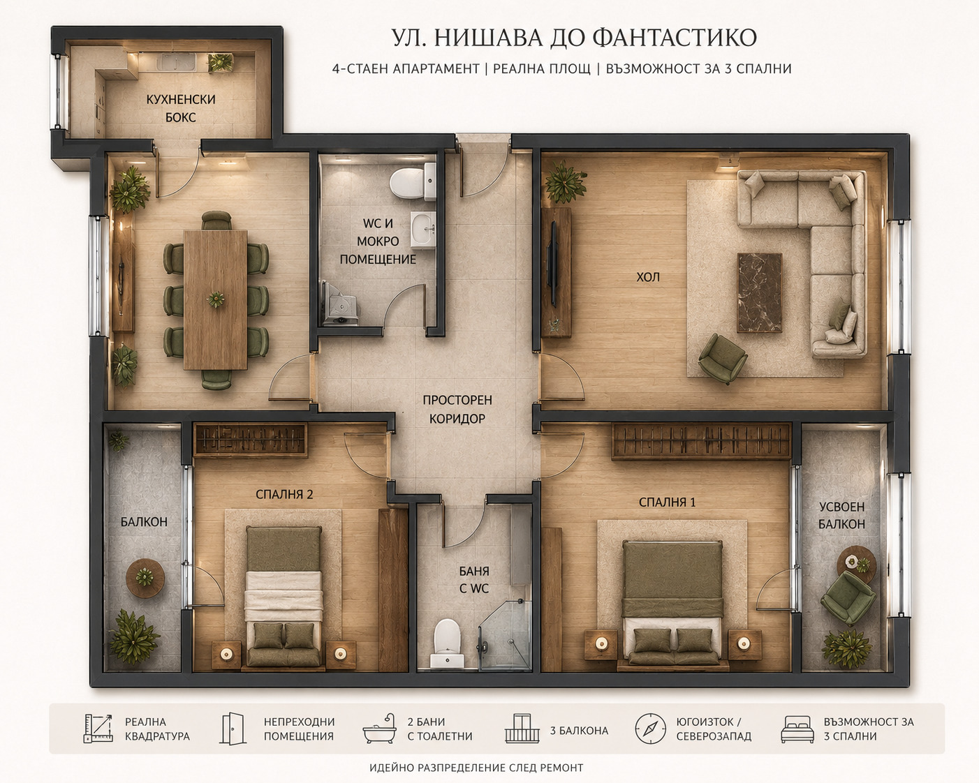 Продава 3-СТАЕН, гр. София, Стрелбище
