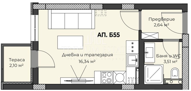 Na prodej  Studio Plovdiv , Christo Smirnenski , 29 m2 | 56812458 - obraz [5]