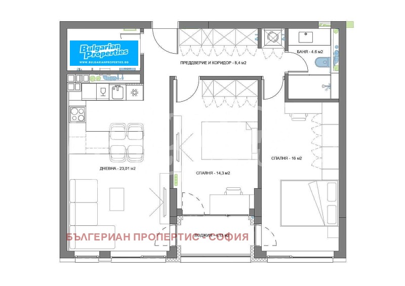 На продаж  2 спальні София , Банишора , 95 кв.м | 30707742 - зображення [2]