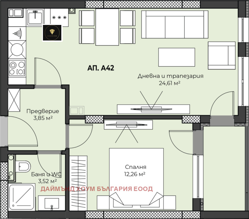 Till salu  1 sovrum Plovdiv , Pestjersko sjose , 67 kvm | 92445608 - bild [2]