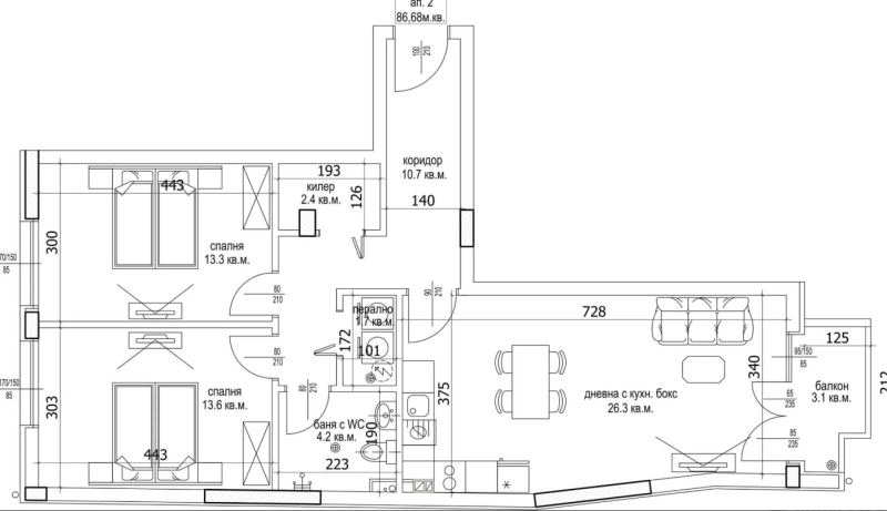 Продава 3-СТАЕН, гр. Варна, Цветен квартал, снимка 3 - Aпартаменти - 49560245