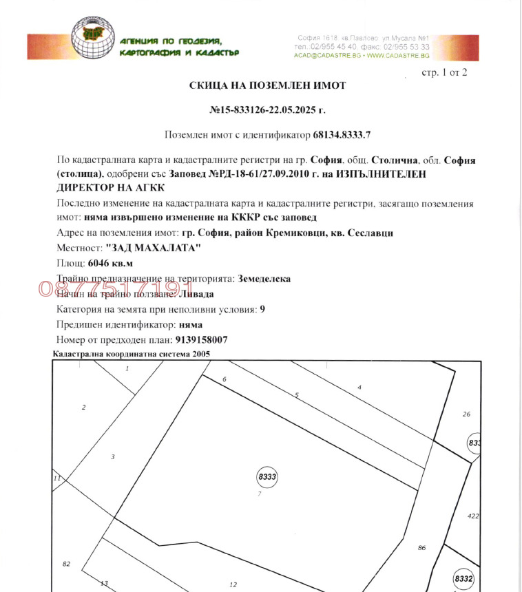 Продава ПАРЦЕЛ, гр. София, Сеславци