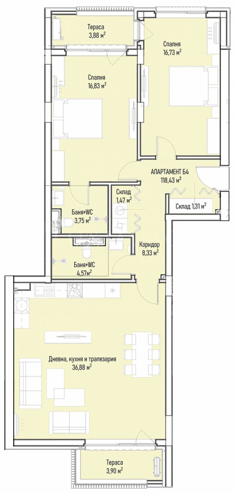 Myytävänä  2 makuuhuonetta Sofia , Mladost 4 , 146 neliömetriä | 61519409 - kuva [2]