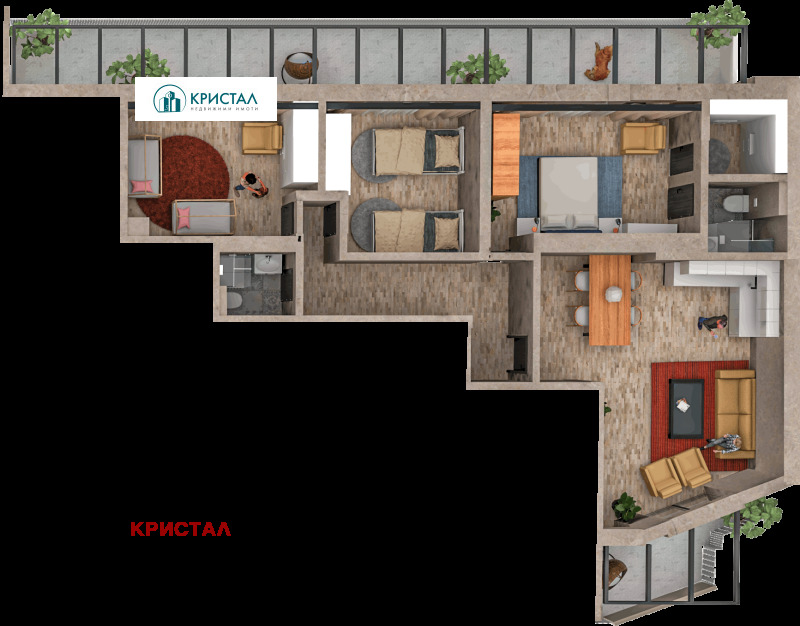 Продава 4-СТАЕН в град Пловдив, Христо Смирненски - 172 кв.м / 258 000 € » 504 604.14 лв., КРИСТАЛ
