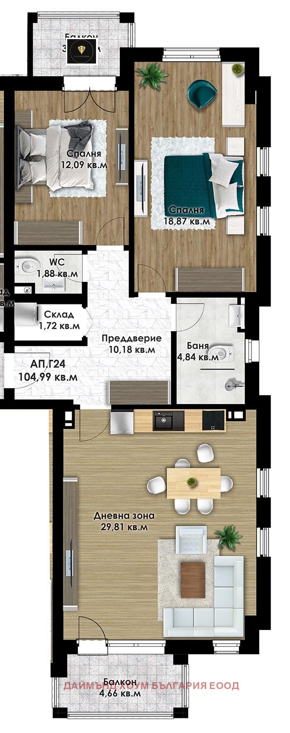 Продава 3-СТАЕН, гр. Пловдив, Коматевско шосе, снимка 2 - Aпартаменти - 49375053