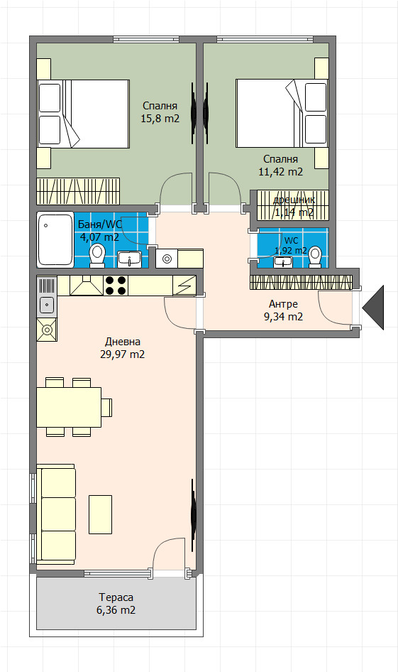 Продава 3-СТАЕН, гр. Варна, Виница, снимка 2 - Апартаменти - 54081211