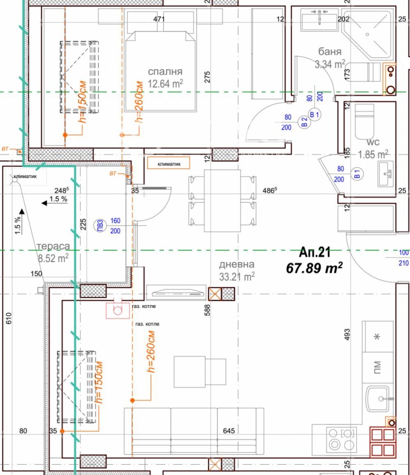 Till salu  1 sovrum Sofia , Manastirski livadi , 77 kvm | 18398015 - bild [6]