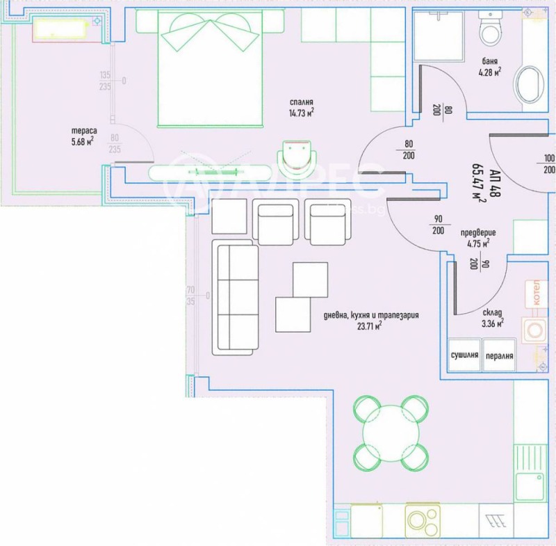 Na prodej  1 ložnice Sofia , Malinova dolina , 79 m2 | 78544607 - obraz [4]