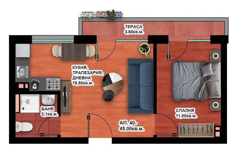 Продава  2-стаен град Пловдив , Пещерско шосе , 49 кв.м | 75310270 - изображение [2]