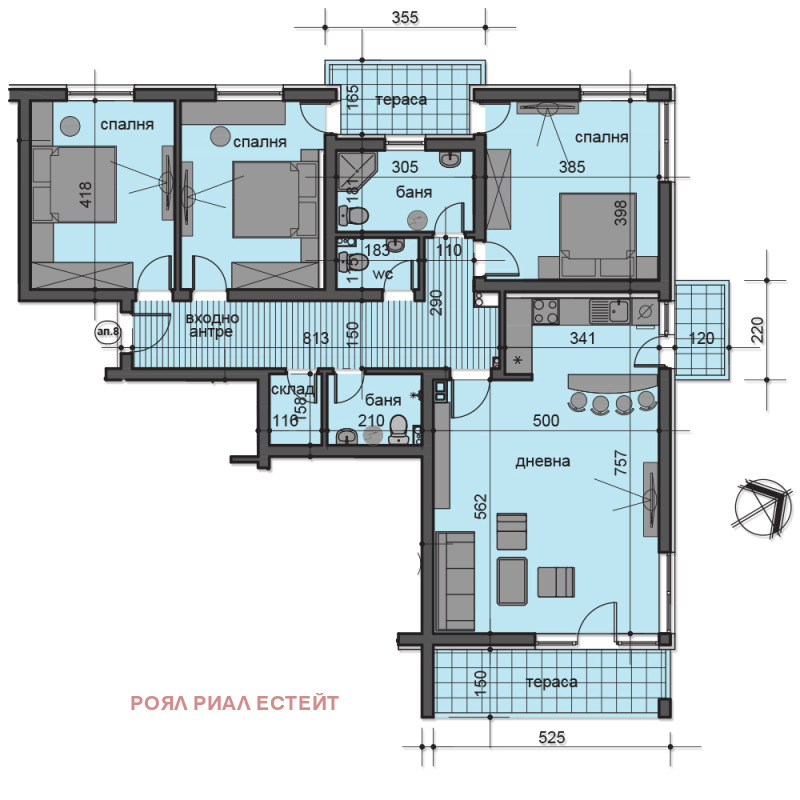 Продава МНОГОСТАЕН в град Пловдив, Остромила - 157 кв.м / 220 000 € » 430 282.60 лв., РОЯЛ РИАЛ ЕСТЕЙТ