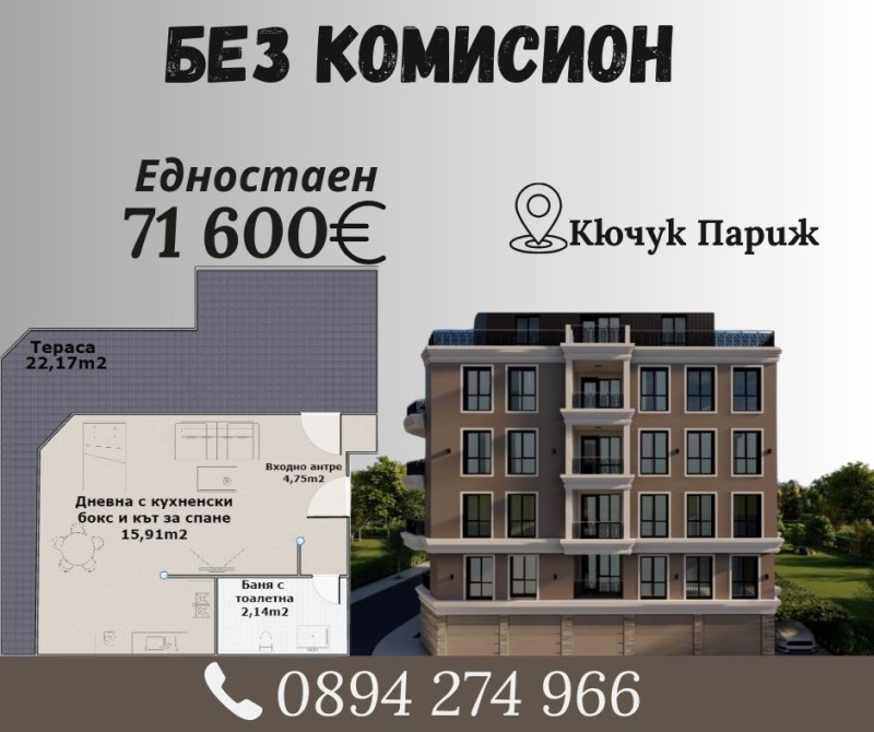 Продава 1-СТАЕН, гр. Пловдив, Кючук Париж, снимка 1 - Aпартаменти - 47025809