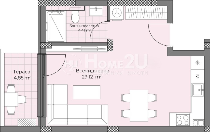 Til salg  Studie Plovdiv , Yuzhen , 49 kvm | 85683887 - billede [3]