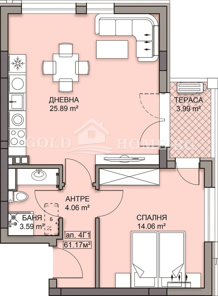 À venda  1 quarto Plovdiv , Gagarin , 72 m² | 87471576 - imagem [6]