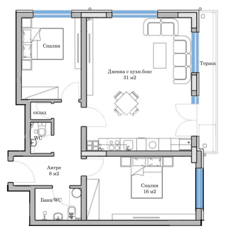 En venta  2 dormitorios Plovdiv , Mladezhki Jalm , 103 metros cuadrados | 84752699 - imagen [2]