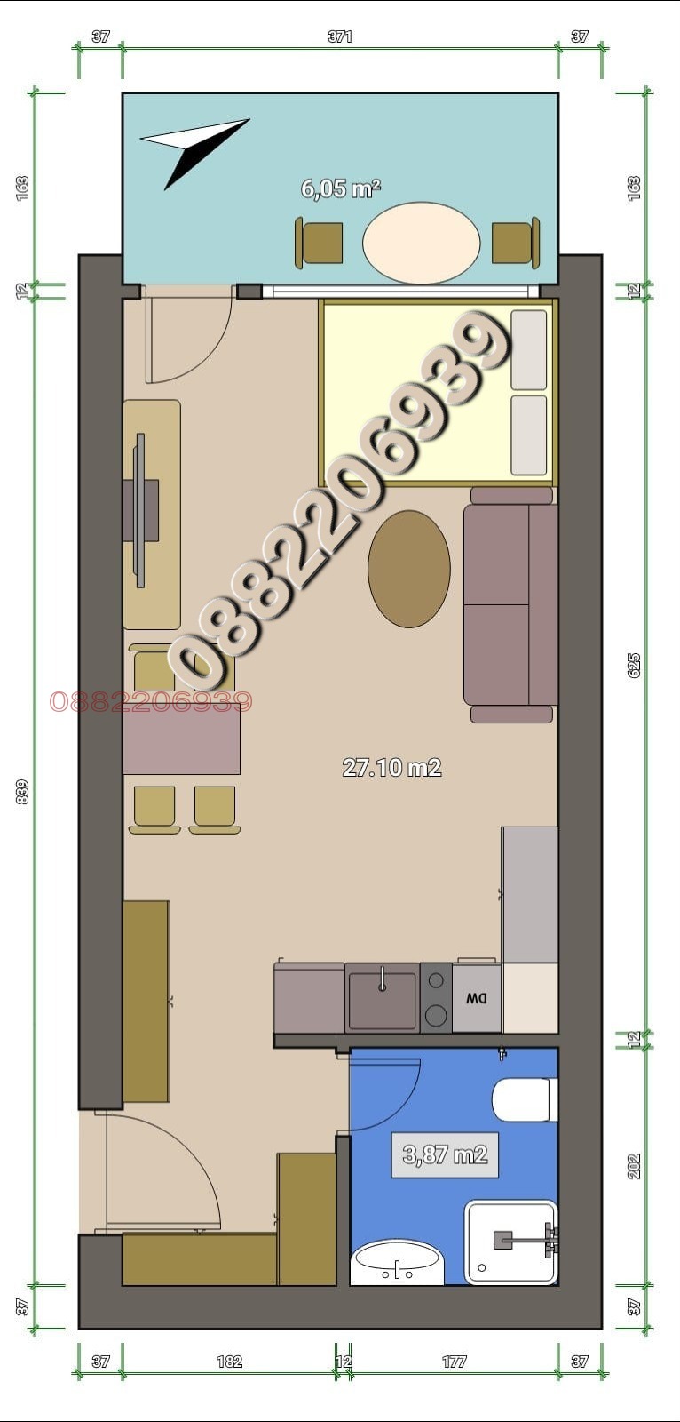 Продава 1-СТАЕН, гр. София, Малинова долина, снимка 2 - Апартаменти - 52780439