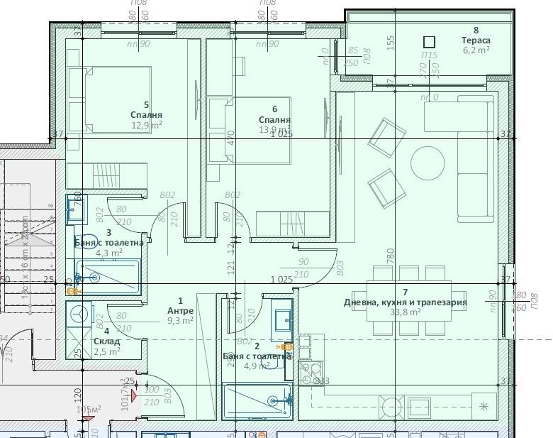 Продава 3-СТАЕН, гр. Пловдив, Коматево, снимка 3 - Апартаменти - 52374496