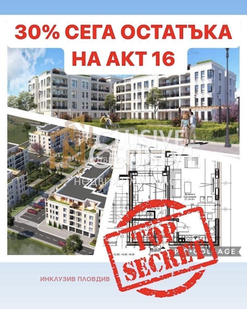 Myytävänä  1 makuuhuone Plovdiv , Ostromila , 61 neliömetriä | 35339361