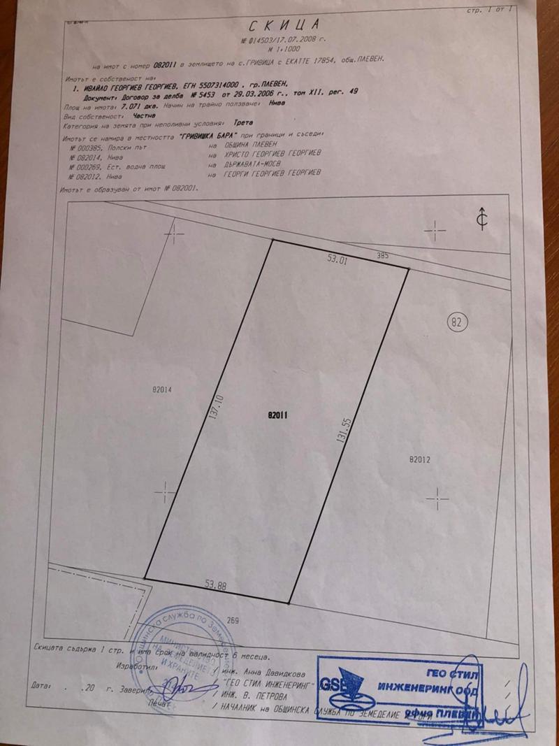 Продава  Парцел област Плевен , с. Гривица , Пътя Плевен- Гривица, 25000 кв.м | 77962595 - изображение [2]