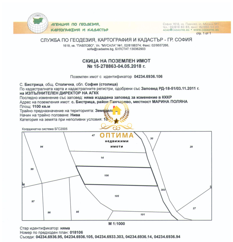 Продава ЗЕМЕДЕЛСКА ЗЕМЯ, с. Бистрица, област София-град, снимка 1 - Земеделска земя - 47417086