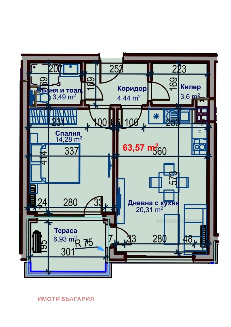 Продава  2-стаен град Варна , Цветен квартал , 75 кв.м | 60470627 - изображение [2]