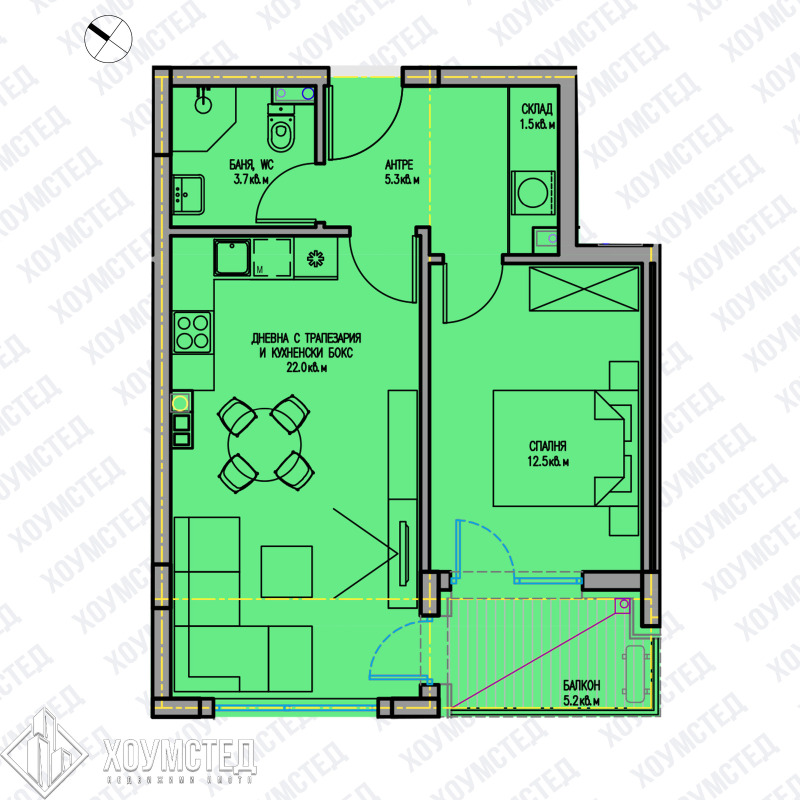 Продава  2-стаен, град Бургас, Славейков • 94 010 € • ID 83422440 — holmes.bg - [1] 
