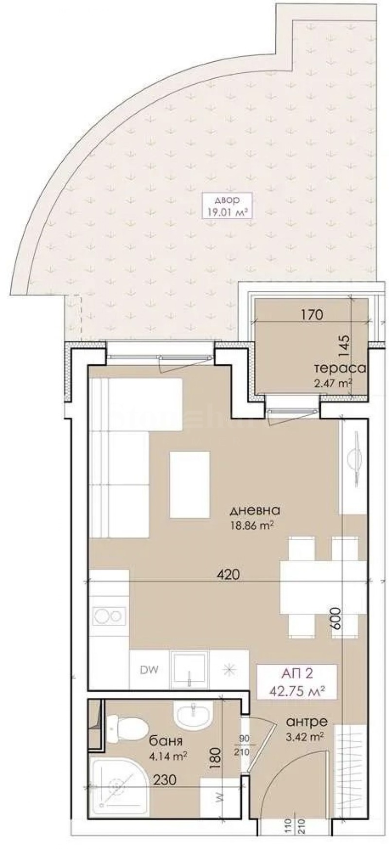 Myytävänä  Studio Burgasin alue , Sozopol , 42 neliömetriä | 97980790 - kuva [3]