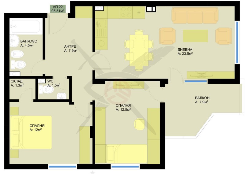 Продава 3-СТАЕН в град Варна, Гранд Мол - 96 кв.м / 189 600 € » 370 825.37 лв., ЕКС НВД ООД
