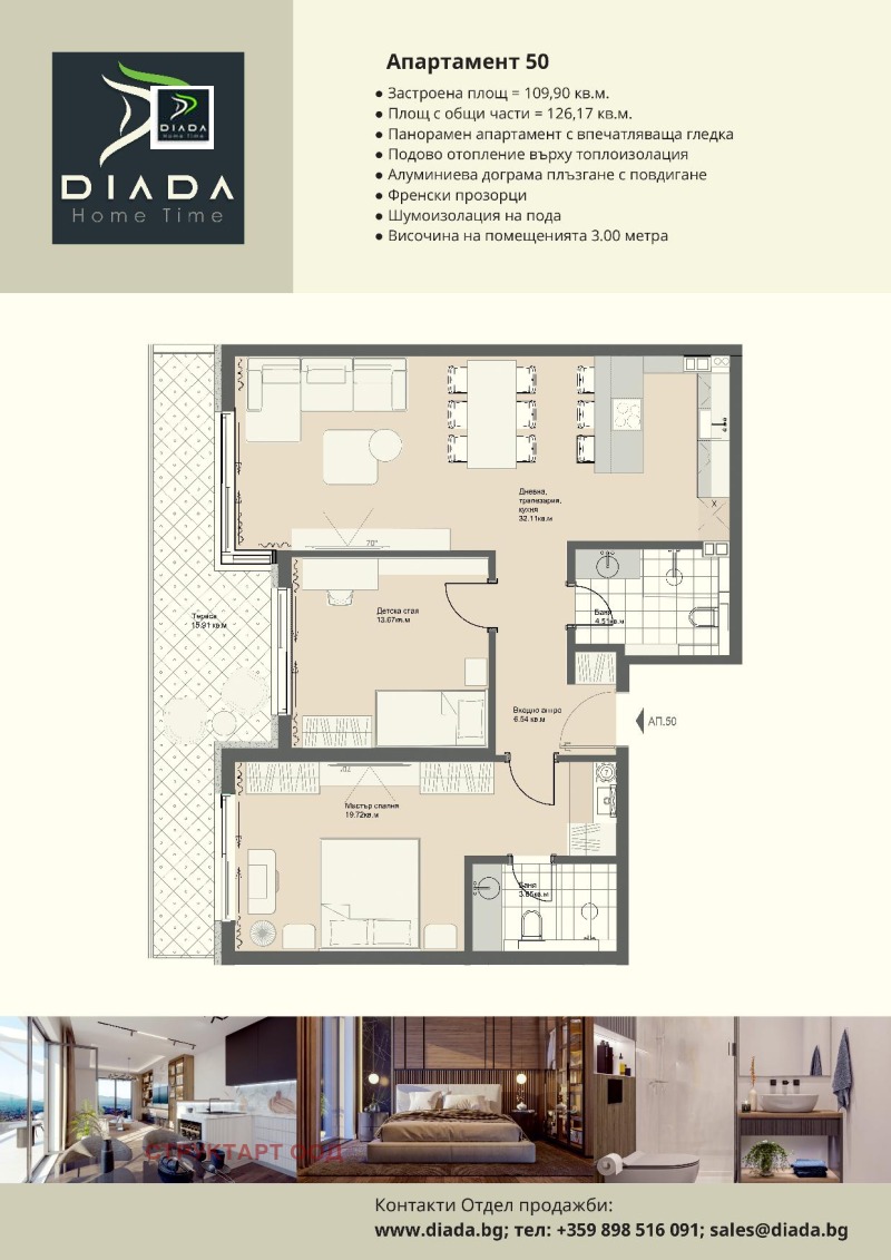 Продава 3-СТАЕН в град София, Манастирски ливади - 127 кв.м / 513 280 € » 1 003 888.42 лв., СТРУКТАРТ ООД
