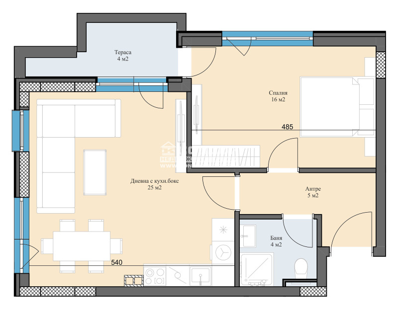 Продава  2-стаен, град Пловдив, Христо Смирненски • 94 760 EUR • ID 54841649 — holmes.bg - [1] 