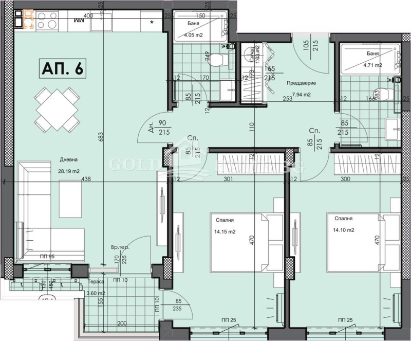 На продаж  2 спальні Пловдив , Гагарин , 109 кв.м | 59911850 - зображення [2]