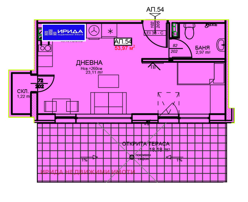 Продава  1-стаен, град София, Център •  118 825 EUR • ID 59277557 — holmes.bg - [1] 