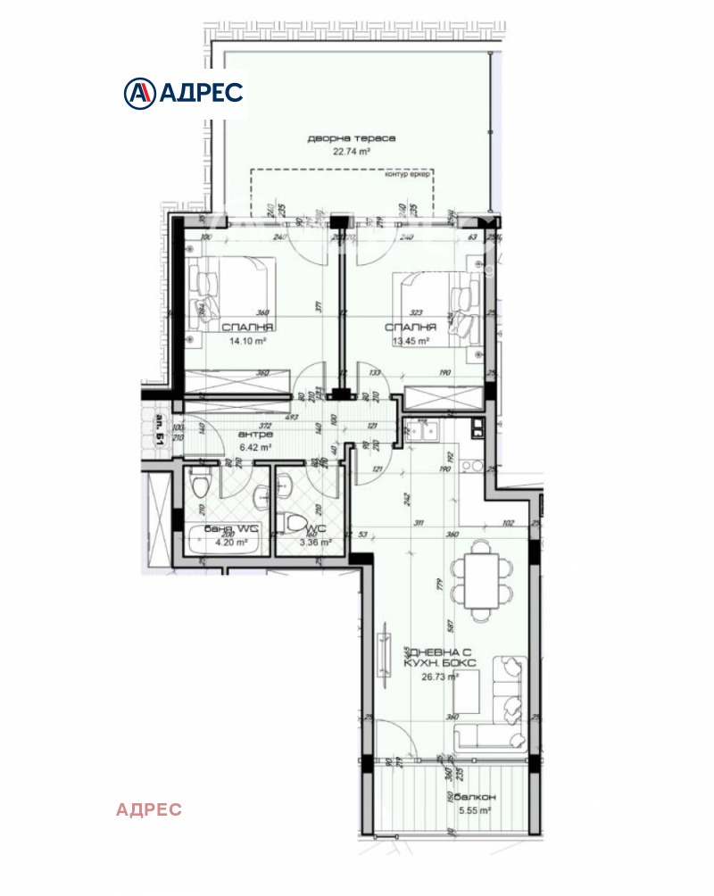 Myytävänä  2 makuuhuonetta Varna , Vinitsa , 104 neliömetriä | 18535155 - kuva [2]