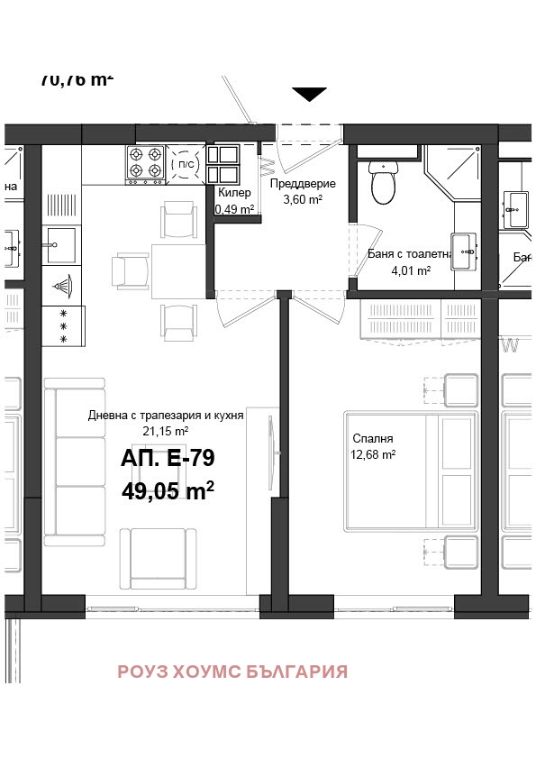 For Sale  1 bedroom Plovdiv , Gagarin , 56 sq.m | 86137868 - image [2]