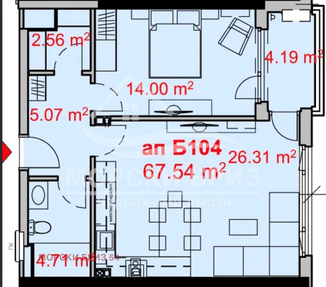Продава 2-СТАЕН, гр. Бургас, Изгрев, снимка 3 - Апартаменти - 54289740