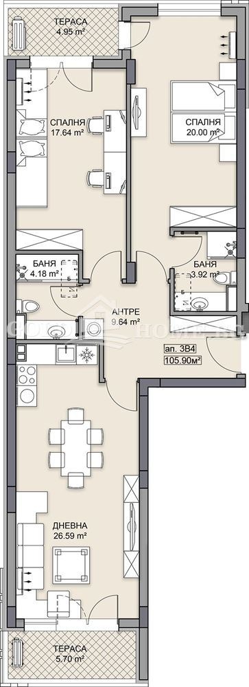 De vânzare  2 dormitoare Plovdiv , Gagarin , 100 mp | 73172379 - imagine [8]