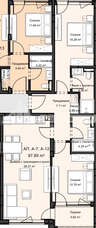 На продаж  2 спальні Пловдив , Остромила , 109 кв.м | 61241189 - зображення [3]