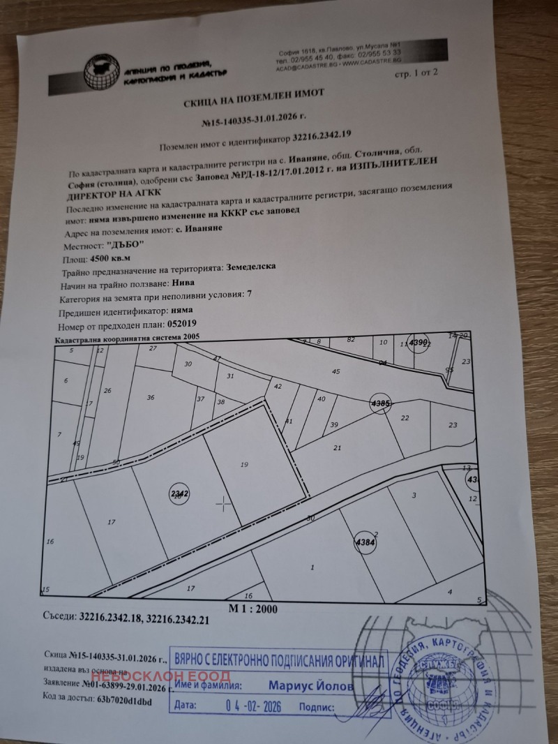 Продава ПАРЦЕЛ, гр. София, с. Иваняне