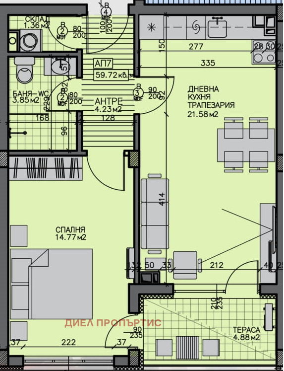 Продава  2-стаен град Бургас , Зорница , 72 кв.м | 76794628 - изображение [4]