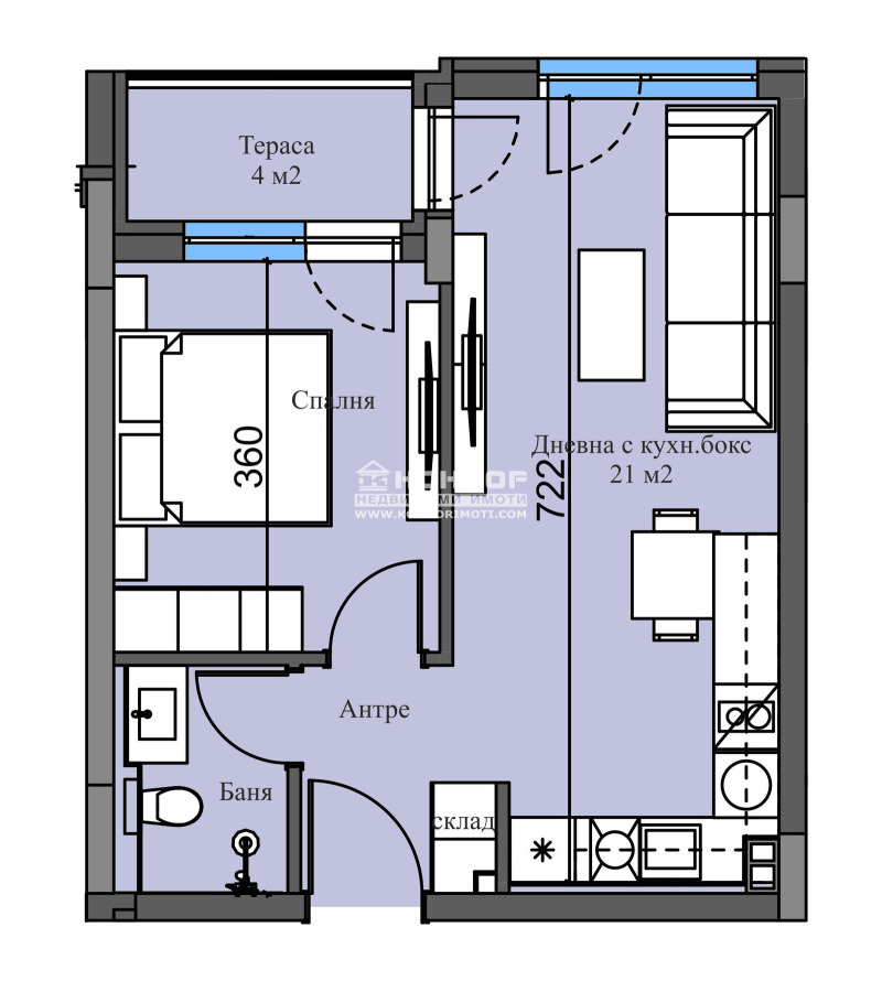 De vânzare  1 dormitor Plovdiv , Mladejci Hâlm , 59 mp | 43043727 - imagine [2]