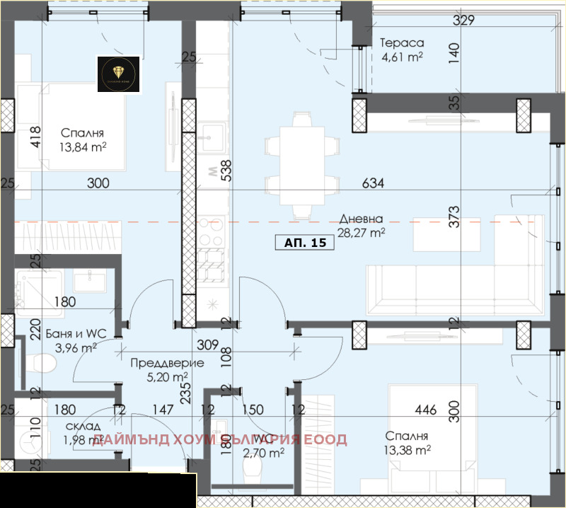 Eladó  2 hálószobás Plovdiv , Trakija , 109 négyzetméter | 82285778 - kép [2]