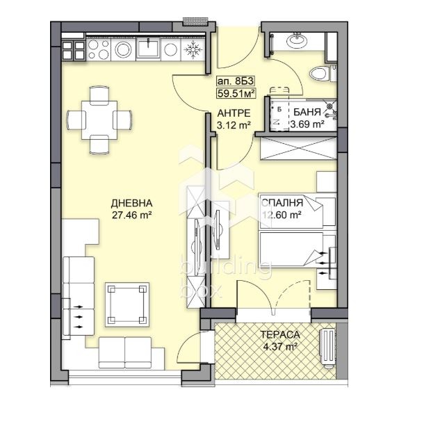 De vânzare  1 dormitor Plovdiv , Gagarin , 71 mp | 31494711 - imagine [2]