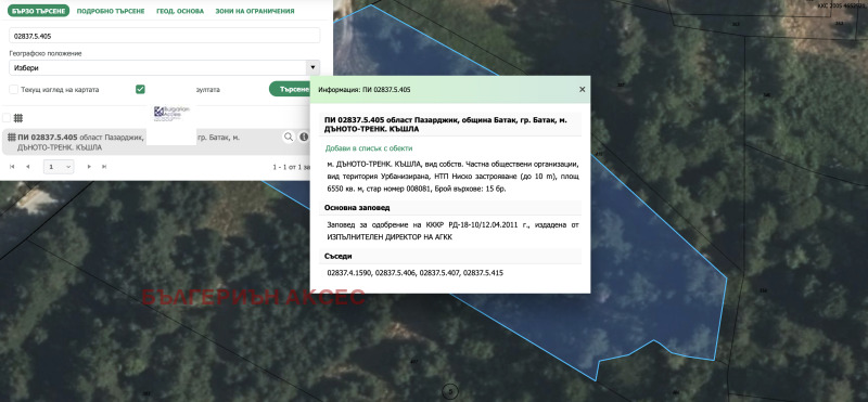 Продава ПАРЦЕЛ, яз. Батак, област Пазарджик, снимка 3 - Парцели - 53523989
