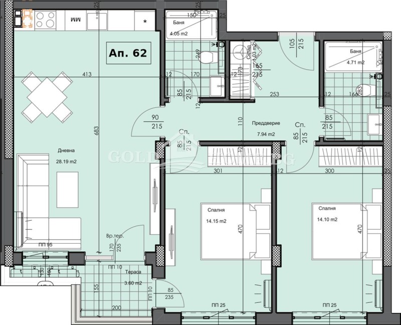 For Sale  2 bedroom Plovdiv , Gagarin , 112 sq.m | 30060244 - image [4]