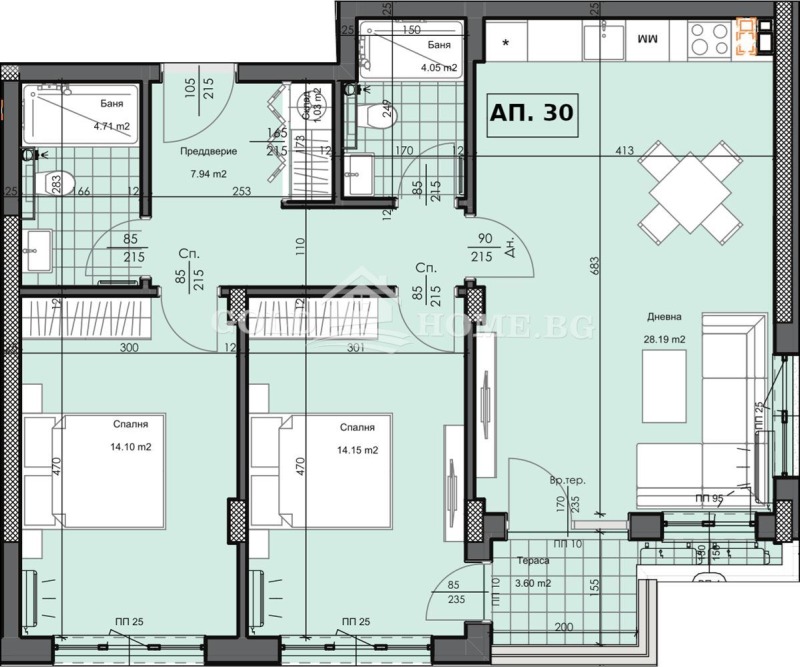 For Sale  2 bedroom Plovdiv , Gagarin , 112 sq.m | 30060244 - image [3]