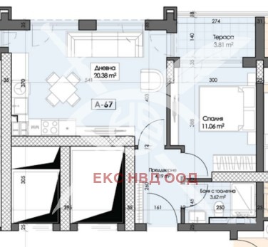 À vendre  1 chambre Plovdiv , Karchiyaka , 67 m² | 25738035