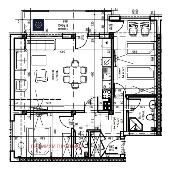 De vânzare  2 dormitoare Plovdiv , Iujen , 104 mp | 40907270 - imagine [2]