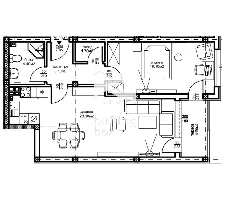 Satılık  1 yatak odası Plovdiv , Yujen , 80 metrekare | 38986398 - görüntü [2]