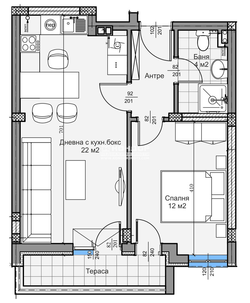 Te koop  1 slaapkamer Plovdiv , Proslav , 60 m² | 17471536 - afbeelding [2]