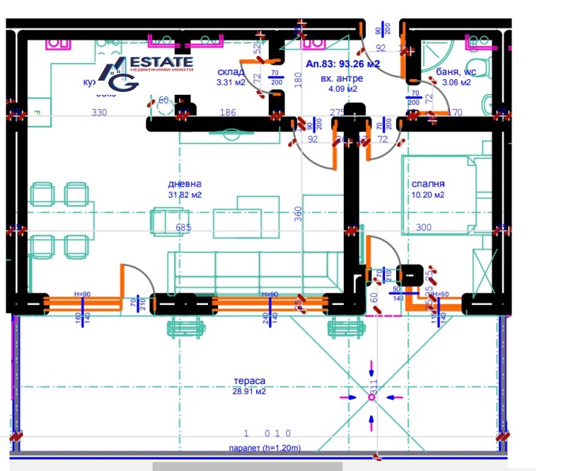 Продава 2-СТАЕН в град Бургас, Меден рудник - зона Д - 109 кв.м / 147 690 € » 288 856.53 лв., ЕМ ДЖИ ЕСТЕЙТ